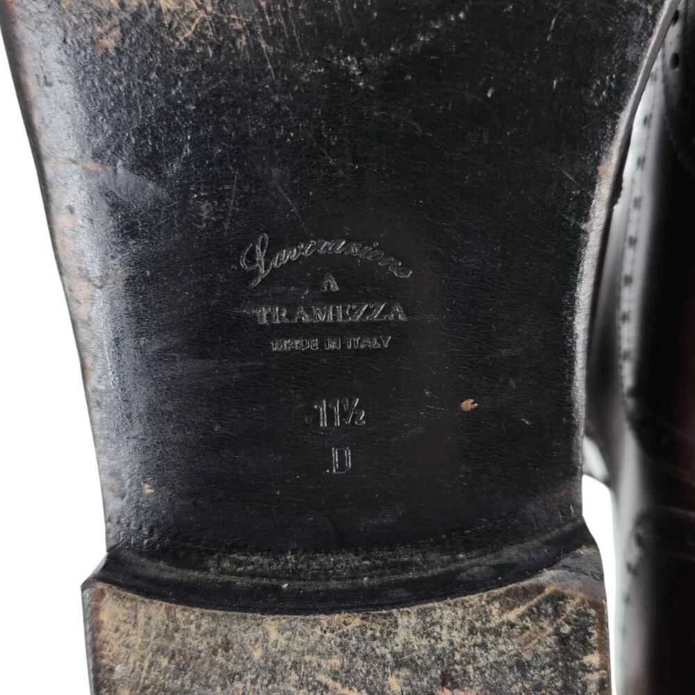 Salvatore Ferragamo Tramezza Brown Leather Wingtip Oxfords Men 11.5D Dress Shoes - Picture 10 of 14